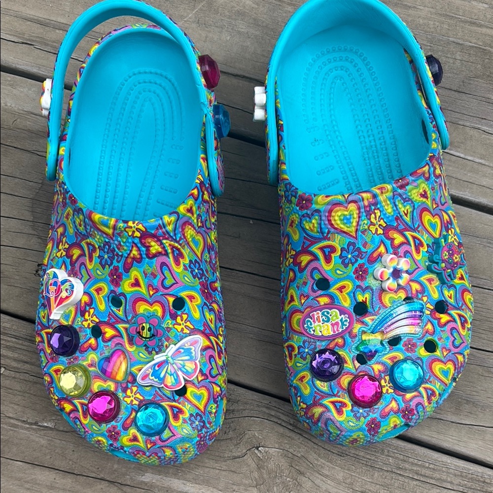 CROCS Lisa Frank Blue and Yellow Slippers with Classic Comfort